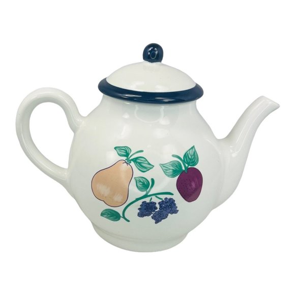 Orchard Medley by Princess House Vintage 80s Ceramic Tea Pot Fruit Pattern - Picture 4 of 10